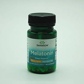 Мелатонін, Melatonin, Swanson, 3 мг, 60 капсул