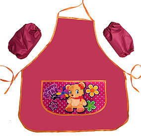 Фартушок шкільний для дівчаток "Ведмедик з квітами" 77824-4