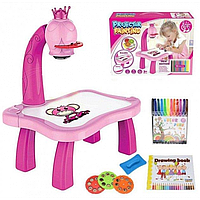 Детский стол проектор для рисования со светодиодной подсветкой Projector Painting Розовый kr