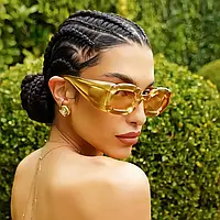 Яркие очки золотые желтые Трендовые женские солнцезащитные Y2K prada versace yvl