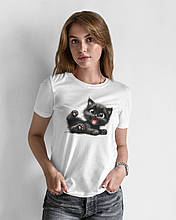 Жіноча футболка з котом mishe біла