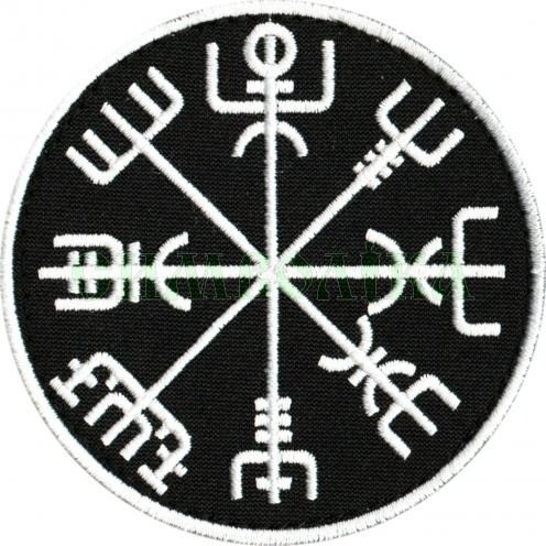 Шеврон PATCH ПАТРІОТ "Руна Компас Вікінгів" чорно/біла (8441-L)