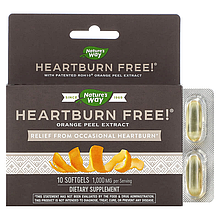 Засіб від печії Nature's Way "Heartburn Free!" екстракт апельсинової кірки, 1000 мг (10 гелевих капсул)