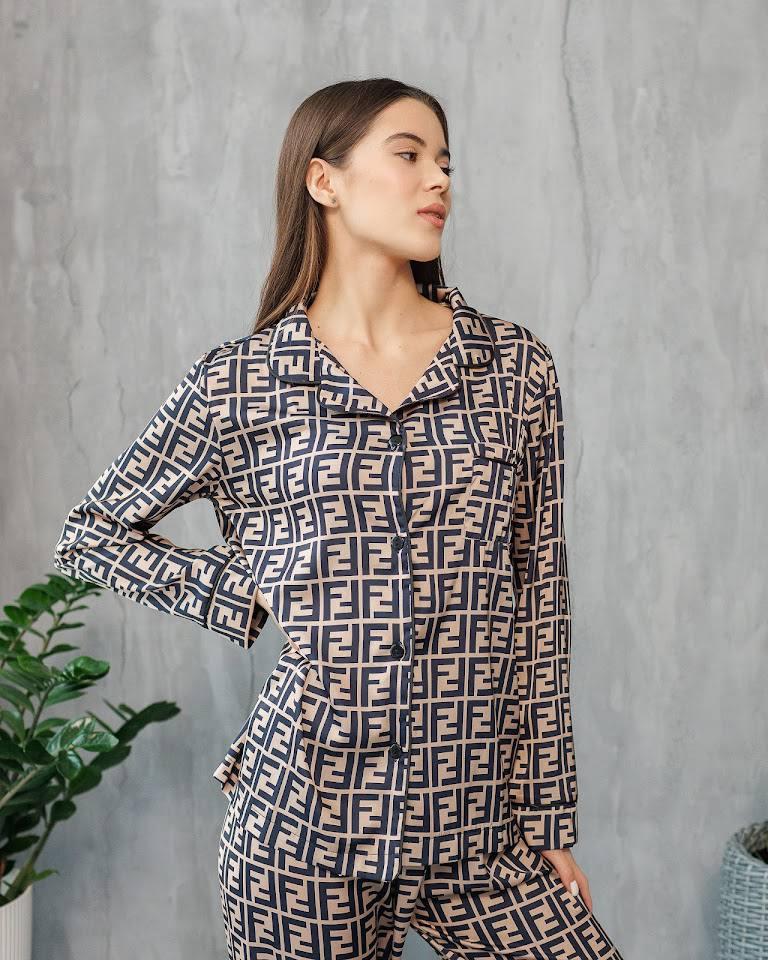 Домашній комплект сорочка і штанці САТИН GUCCI, фото 1