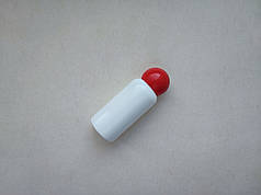 30 мл Круглий ПП поліпропілен флакон білий з червоною кришкою гвинтовою, пляшка з закруткою, ковпачком, пробкою