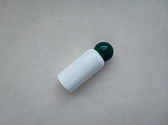 30 мл Круглий ПП поліпропілен флакон білий з зеленою кришкою гвинтовою, пляшка з закруткою, ковпачком, пробкою