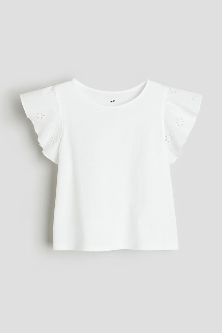 Футболка з джерсі з англійською вишивкою біла H&M    134/140см