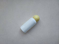 30 мл Круглий ПП поліпропілен флакон білий з жовтою кришкою гвинтовою, пляшка з закруткою, ковпачком, пробкою
