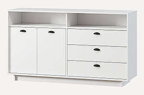 Тумба сервант права на 3 шухляди, 2 дверцята, 2 полиці Ш1580*В900*Г450 білий
