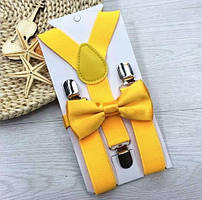 Дитячий комплект Підтяжки + Метелик зріст 86-140 см (жовті)