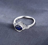 Серебряное кольцо с синим сапфиром