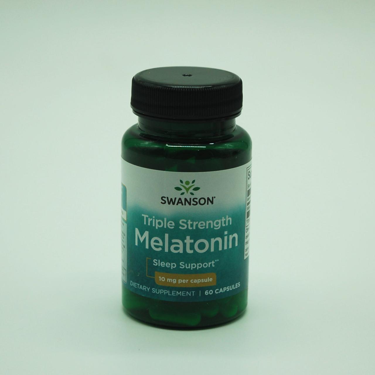 Мелатонін потрійної сили, Melatonin Triple Strength, Swanson, 10 мг, 60 капсул