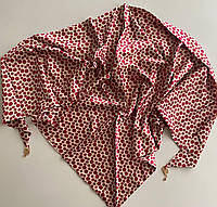 Легкий шелковый платок красного цвета с авторским принтом в горошек