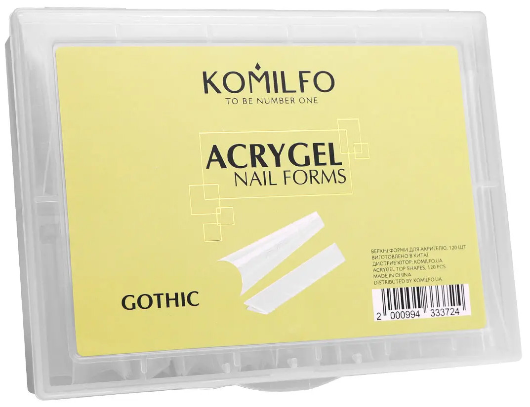 Верхні форми готичний мигдаль Komilfo Acry Gel Top Nail Forms Gothic 120штEStyle