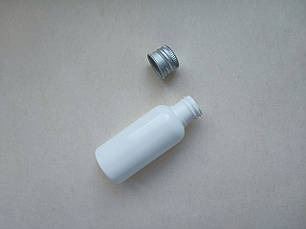 30 мл Круглий ПП поліпропілен флакон білий з металевою алюмінієвою сріблястою кришкою гвинтовою, фото 2