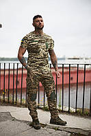 Тактический комплект штаны Protect футболка с липучками на грудпи пиксель Военный костюм пиксель для ЗСУ