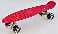 Скейт Пенні борд Best Board фіолетовий колеса PU зі світлом дошка 55см діаметр 6 см