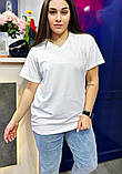 Жіноча оверсайз футболка однотонна базова футболка модна стильна, футболки жіночі вільного крою, фото 5
