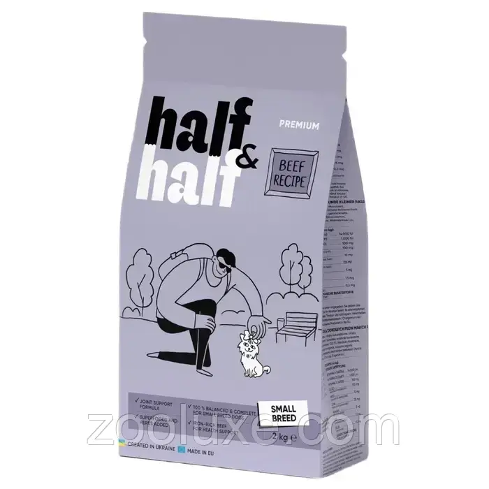 Half&Half Small Breed Beef 12 кг / Халф енд Халф Смол Брид Біф корм для собак з яловичиною