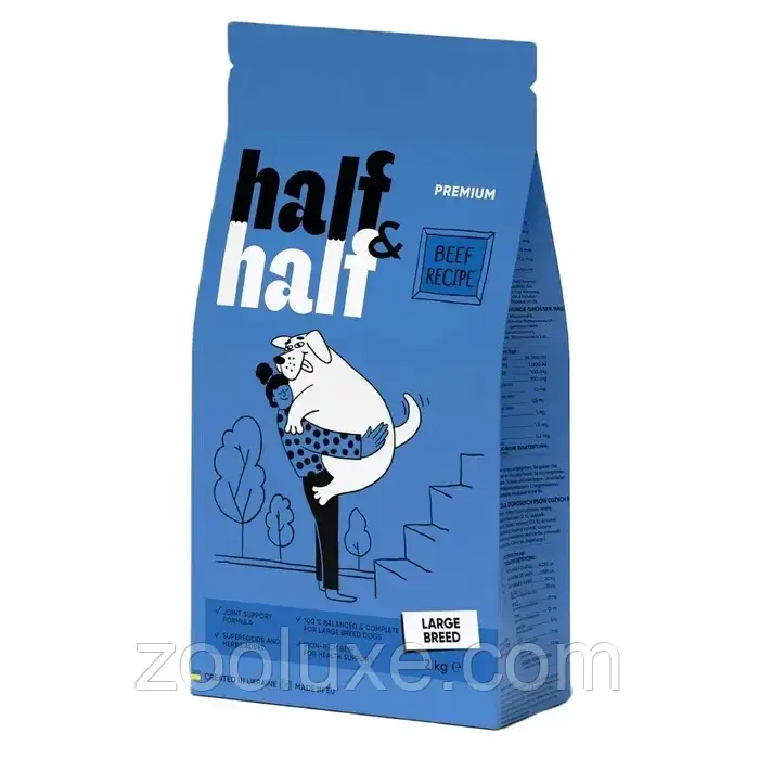 Half&Half Large Breed Beef 12 кг / Халф енд Халф Лардж Брит Яловичина корм для собак Half&Half