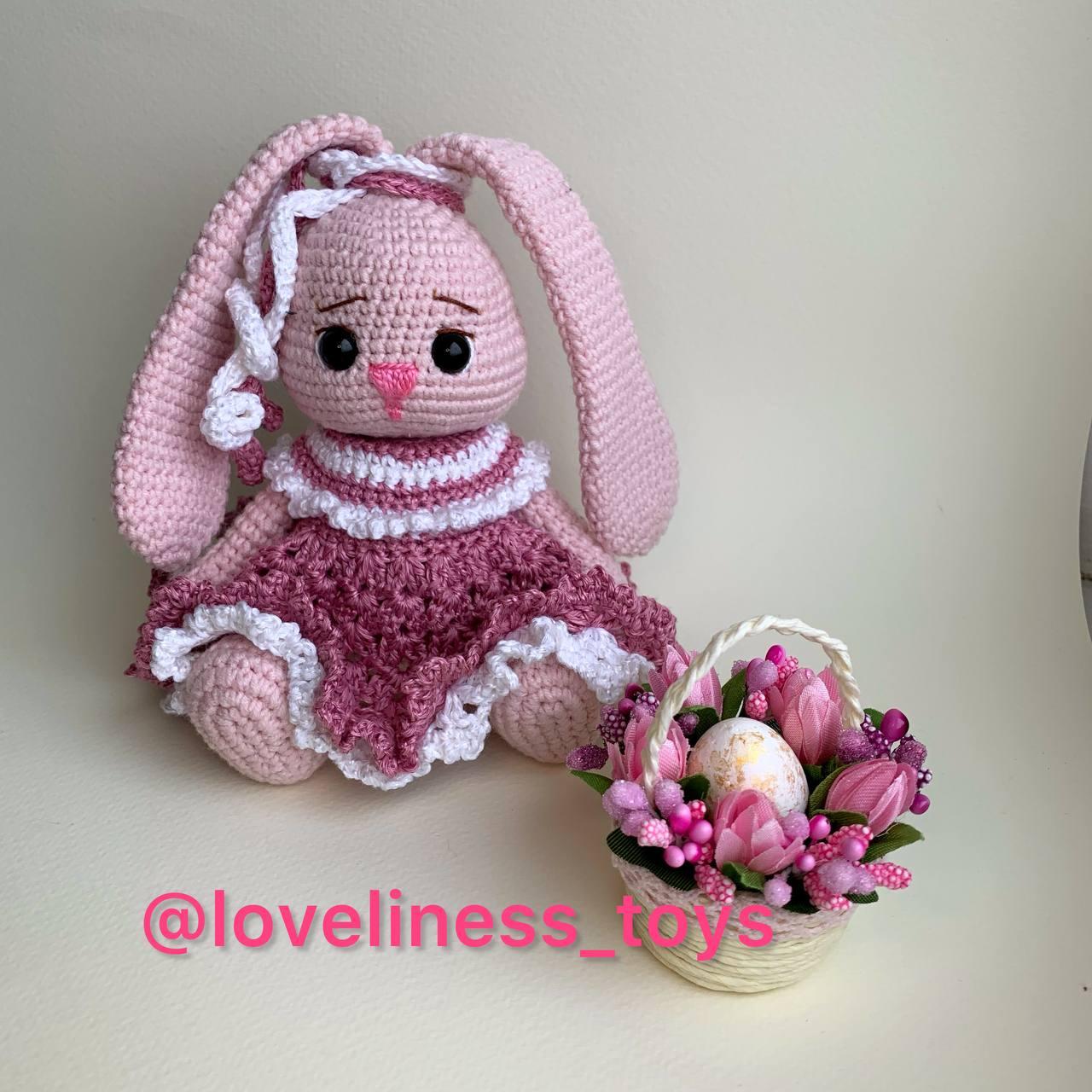 Зайченя (дівчинка) у рожевій сукні, зайченя для дитини, м'яка іграшка