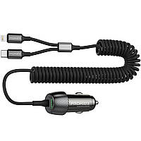 Автомобільний зарядний пристрій Promate POWERDRIVE-33PDCI 33W Black + кабель TypeC/Lightining