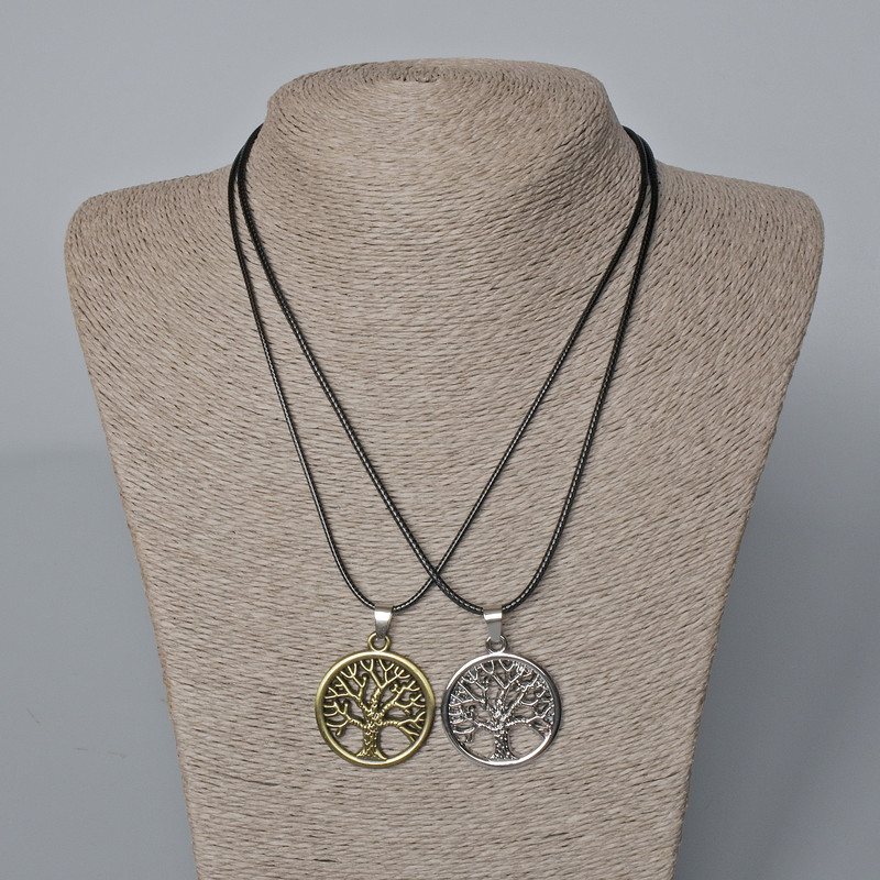 Парні кулони "Дерево" бронзовий та сріблястий метал 35х31мм+ - L-45-50см+-, фото 1
