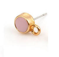 Основание для сережек Finding Гвоздик круглый с петелькой Золотистый розовый 10 мм х 7 мм Цена за 1 штуку