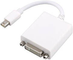 Перехідник-конвертер Mini DisplayPort (M) - DVI-I (M) гнучкий 0,1 м білий бв