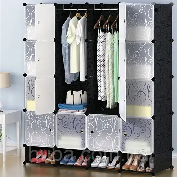 Універсальна-збірна пластикова шафа органайзер Storage Cube Cabinet «МР 416-102А» (147х37х165см).