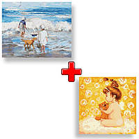 Набір картин за номерами 2 в 1 "Грая з хвилями" 40х50 KHO2323 і "Малюк" 30х30 KHO2385