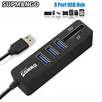 Многопортовый карт ридер USB 2.0 Hub 3-портовый USB TF SD Card Reader для ПК адаптер Ноутбук Macbook