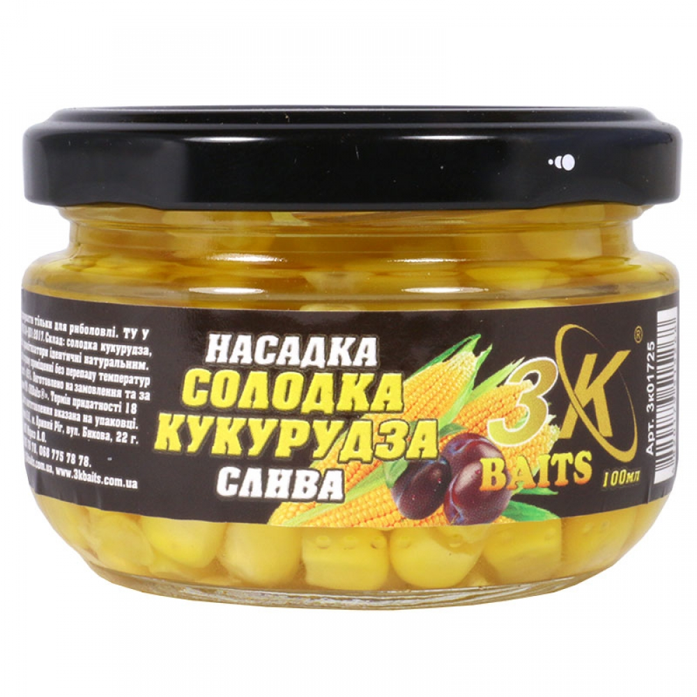 Насадка 3KBaits Солодка кукурудза Premium Слива 100мл (3к01725), фото 1