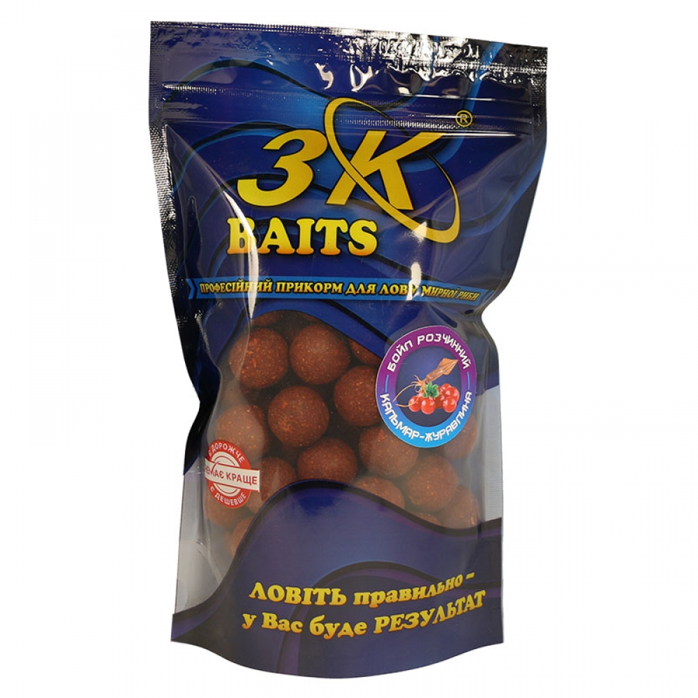 Бойли 3KBaits розчинні пилящі Кальмар-журавлина 20мм 400г (3к08684), фото 1