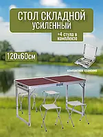 Посилений стіл для пікніка та 4 стільці розкладний столик туристичний стіл зі стільцями складаний