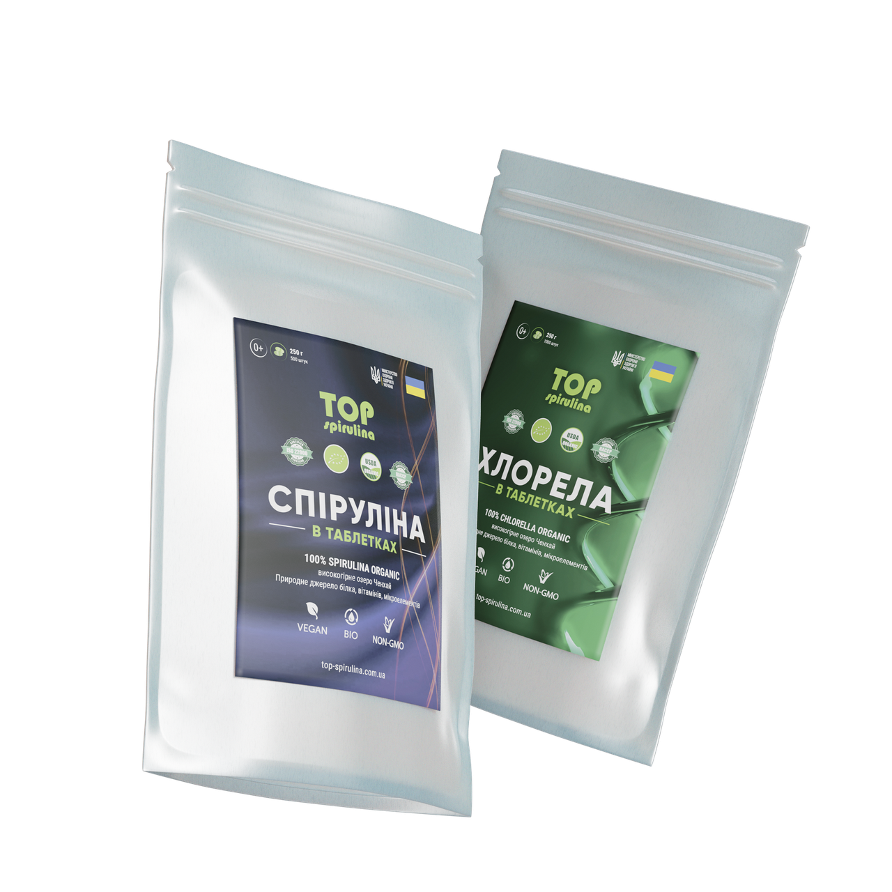 Спіруліна + хлорела в таблетках 250+250г - фото 1 - id-p2137722760