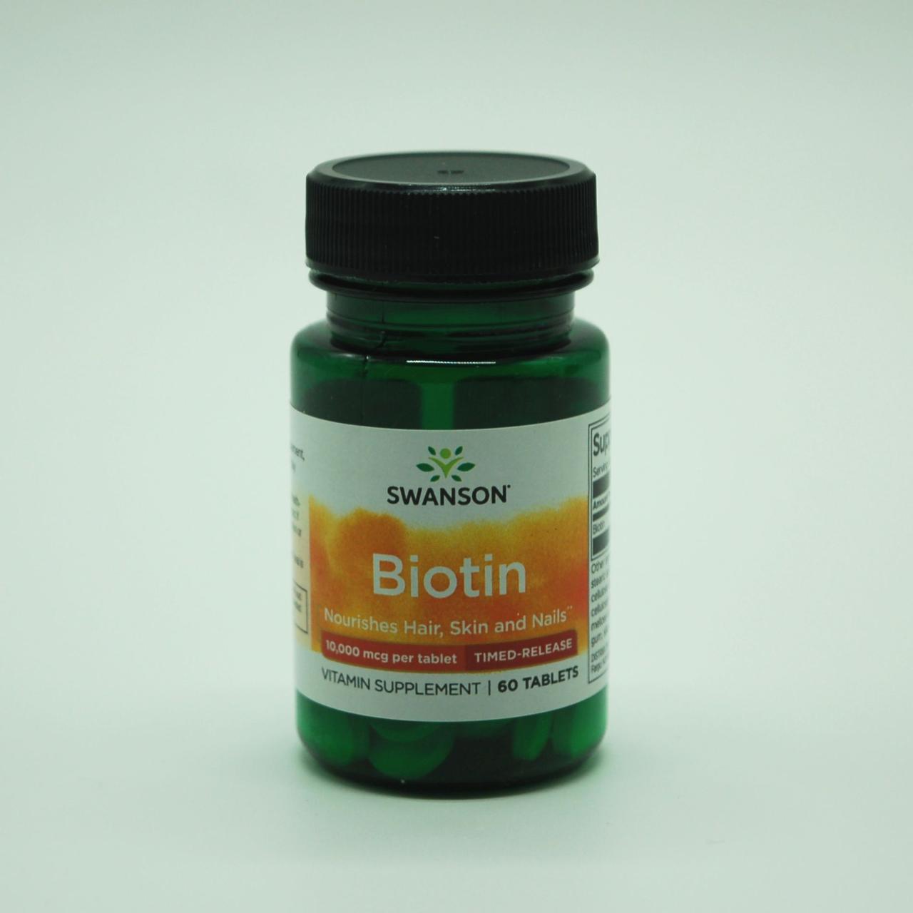 Біотин, уповільненого вивільнення, Biotin, Swanson, 10 000 мкг, 60 таблеток