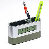Настільний органайзер годинник з термометром та календарем: стильна підставка для ручок
