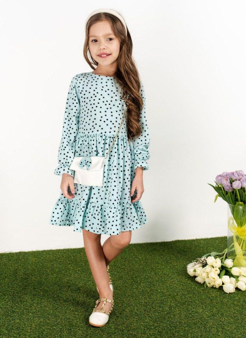 Сукня на дівчинку 3-8 років 98-128 см Софт 002763 Бірюза