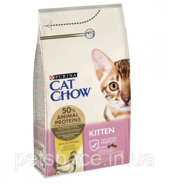 Корм для котів Cat Chow Kitten (Кет Чау для кошенят, домашня птиця), 15кг., фото 1
