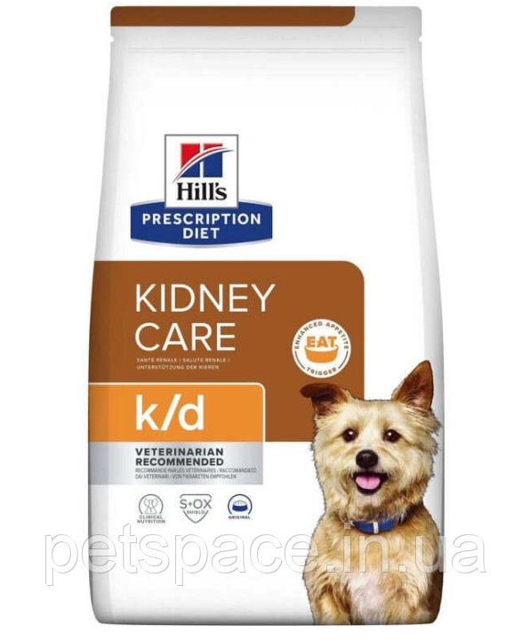 Корм Hill's PD Canine K/D (Хіллс при захв. нирок, нирковій та сердечній недост-ті у собак), 12кг.