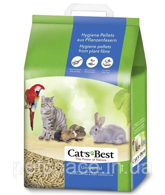 Деревний наповнювач для котів Cat's Best Universal (Кетс Бест Універсал), 20л./11кг.