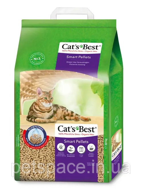 Деревний наповнювач для котів Cat's Best Smart Pellets (Кетс Бест Смар Пеллетс) 20л./10кг.