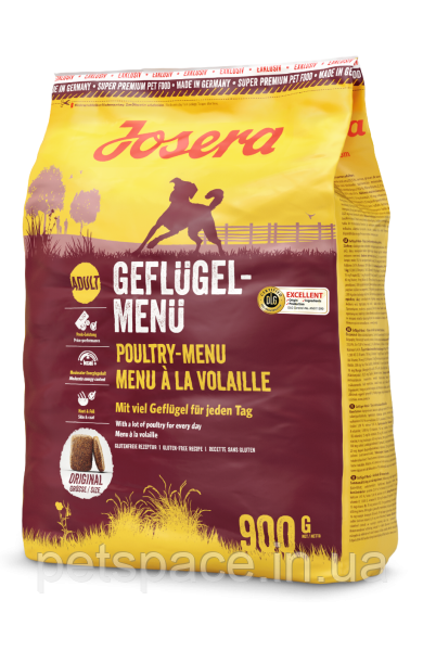 Сухий корм Josera Geflugel-Menu (Йозера з високим вмістом м'яса птиці) 900г., фото 1