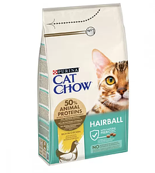 Корм для котів Cat Chow Hairball (Кет Чау з контролем утворення грудок шерсті, домашня птиця), 1,5кг