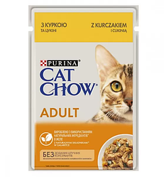 Вологий корм для котів Cat Chow Adult (Кет Чау курка і цукіні в желе), 85г.