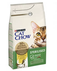 Корм для котів Cat Chow Sterilized (Кет Чау кастрованих котів, домашня птиця), 1,5кг.