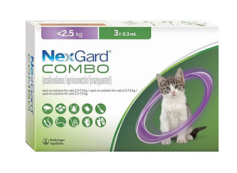 Краплі від білх, кліщів та глистів NexGard Combo (Нексгард Комбо для котів вагою до 2.5кг) 1піпетка