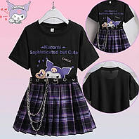 Костюм Куромі Kuromi Kawaii Sanrio Футболка зі спідницею 150 см (1074)