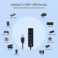Многопортовый SD Card Reader карт ридер USB 2.0 Hub 3-портовый USB для ПК адаптер Ноутбук Macbook Чорний